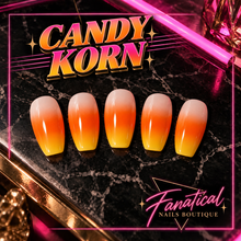 Load image into Gallery viewer, Candy Korn white orange yellow ombre short round press-on nails - Fanatical Nails Boutique
